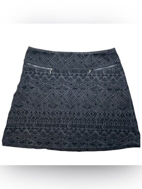 Athleta Cotton Geo-Pattern Mini Skirt with Silver Zipper Accents